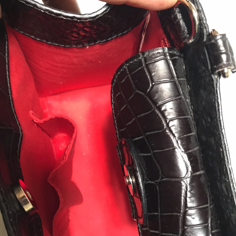 Dooney Bourke Made in Italy croc embossed black short shopper. EUC - Picture 3 of 11